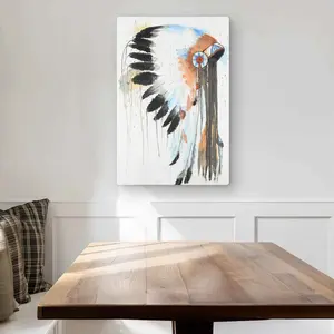 Begin Home Decor C1MP20304FSXBG 20 x 30 in. Indian War Bonnet Wall Art - Feathers Office Metal Print