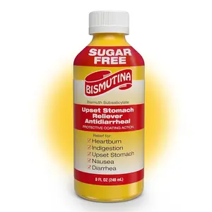 BISMUTINA Bismuth Subsalicylate Sugar-Free Therapeutic Liquid Formula, OTC Antidiarrheal & Upset Stomach Reliever for Nausea, 8 Fl Oz