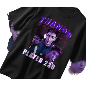 Squid Player 230 Unisex classic tee, Thanos 230 Squid Tee, Game Graphic, Vintage Bootleg Style, Retro Neon TV show t shirt