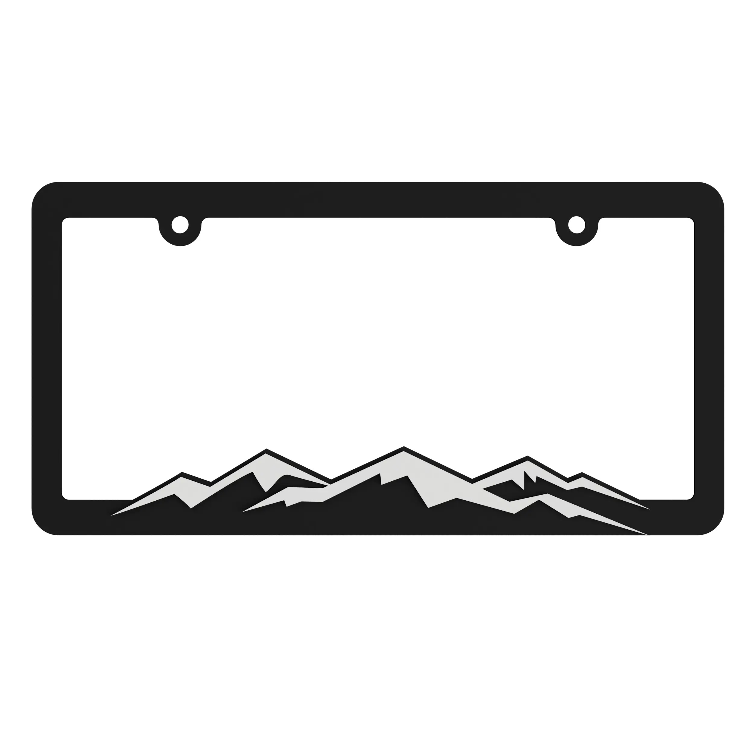Mountain License Plate Frame Tag Bracket with Raised Graphics High-Quality Polyethylene Standard Fit for U.S. Plates. Available in 3 color options.