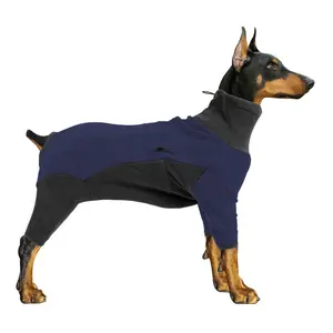 Dog Winter Coat - Soft Warm Pajamas, Windproof Fleece Dog Sweatshirt, Cold Weather Clothes, High Neck Full Body Onesie for Walking, Hiking, Travel, Home Wear