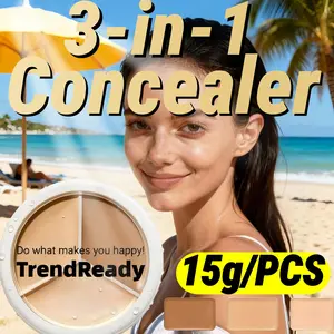 Concealer, Three-Tone Waterproof, Satin Luminous Moisturizing Concealer, Full Coverage for Imperfections and Dark Circles, Neutralizes Makeup for a More Natural Look, Smooths Dull Skin, Vegan & Cruelty-Free, 13.5g/0.47oz