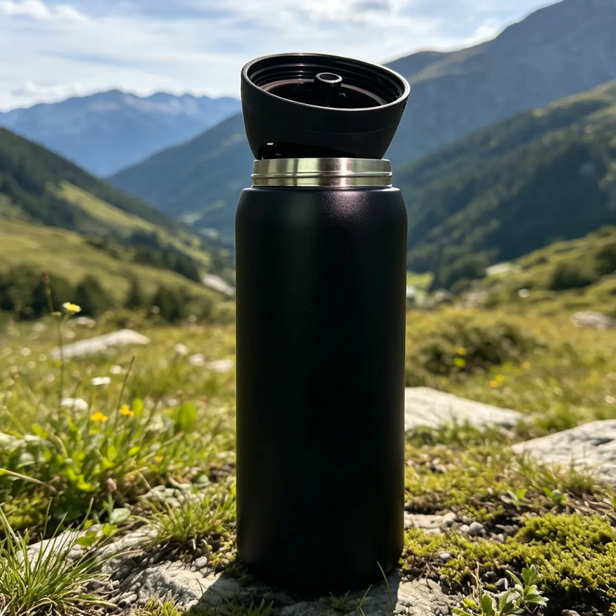 OW-(very very dark) Rusty Steel Insulated Water Bottle with Straw Outdoor Sports Water Bottle, Double-wall Vacuum Outdoor Cycling Water Bottl -32 oz/945 ml, 100% Leak-proof Outdoor Sports Water Bottle-Drinkware Flasks Tumbler Mug