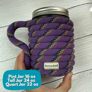 Upcycled Retired Rock Climbing Rope Pint Mason Jar Cozie - Tiktok Live Special Color