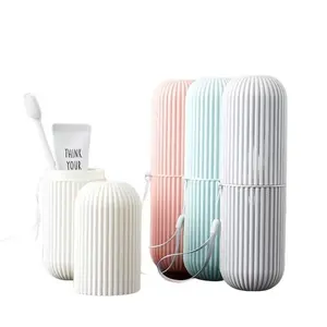 HomeDailyEss Travel Toothbrush Case, Toothbrush Holder Toothbrush and Toothpaste Travel Case Multifunction Toothbrush Cup Plastic Toothbrush Containers Box for Travel Camping School Business