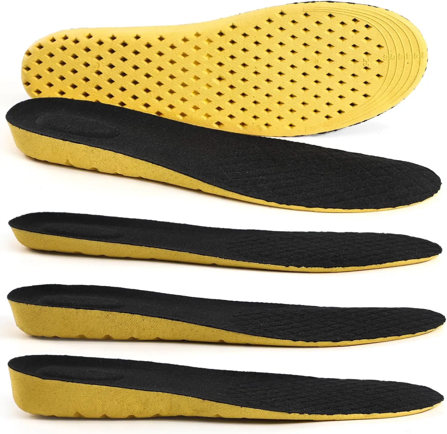 Height Increase Insoles - Soft, Breathable, Elastic Shock-Absorbing Perforated Custom-Fit Footwear Replacement Inserts for Men’s & Women’s Shoes, Height Boosting Insoles