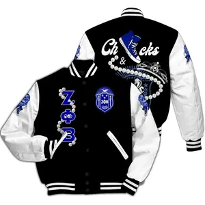 Zeta Phi Beta Chuck & Pearl Black Varsity, 1920 Z-Phi-B Sorority Letterman Coat, Personalized Greek Life Sisterhood Apparel, Unique Member Gift 2026