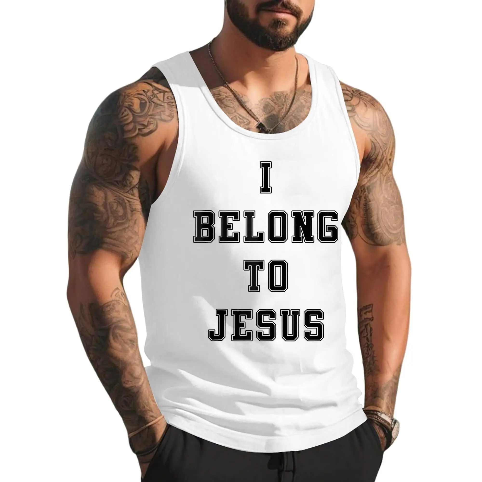 Style A 276 I Belong To Jesus shirt kaka Tank Top , Summer Gym Muscle Sleeveless, Casual Knitted Slim Fit Beach Shirts
