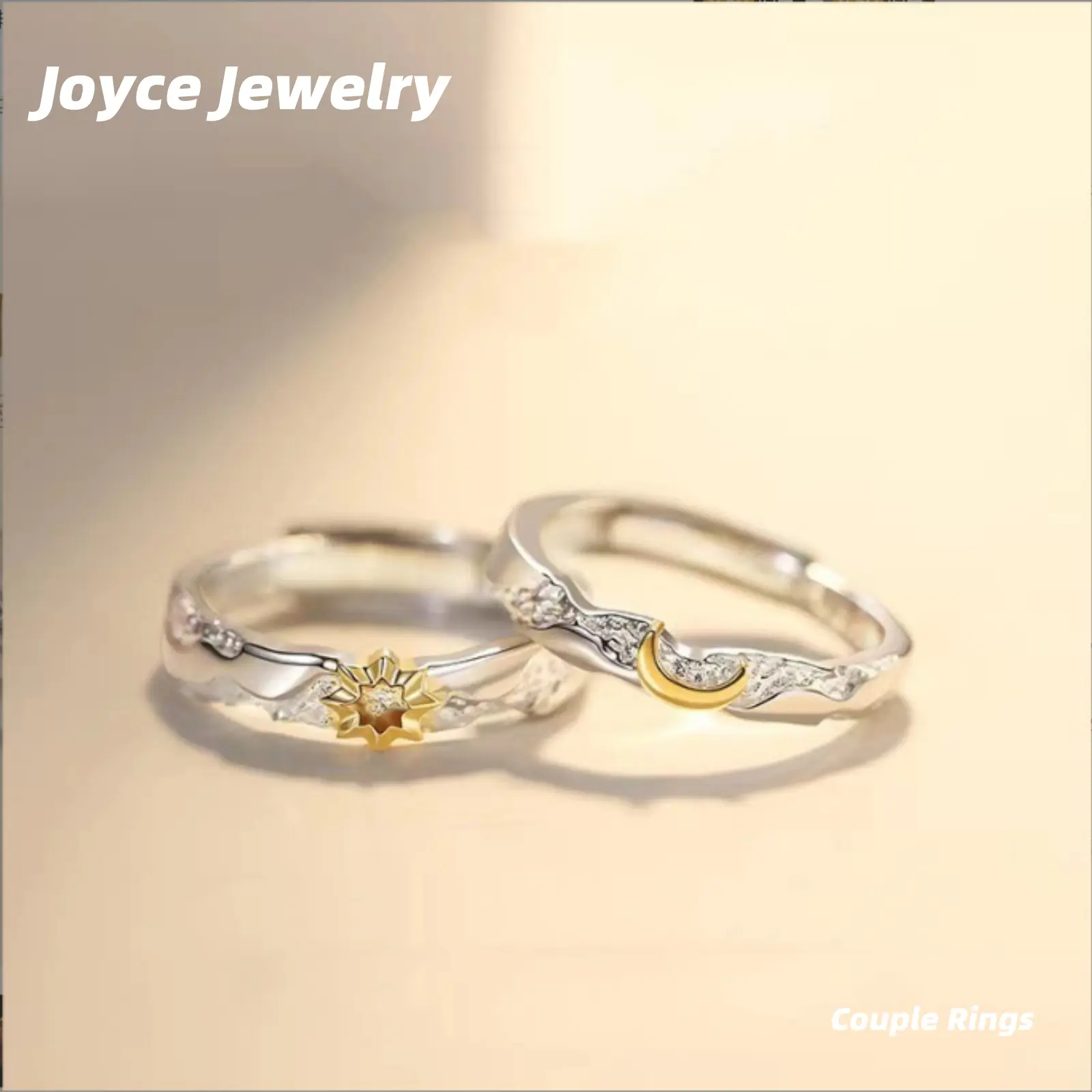 Sun and Moon Shining Couple Rings One Pair Birthday Gift Anniversary Gift for Girlfriend Men