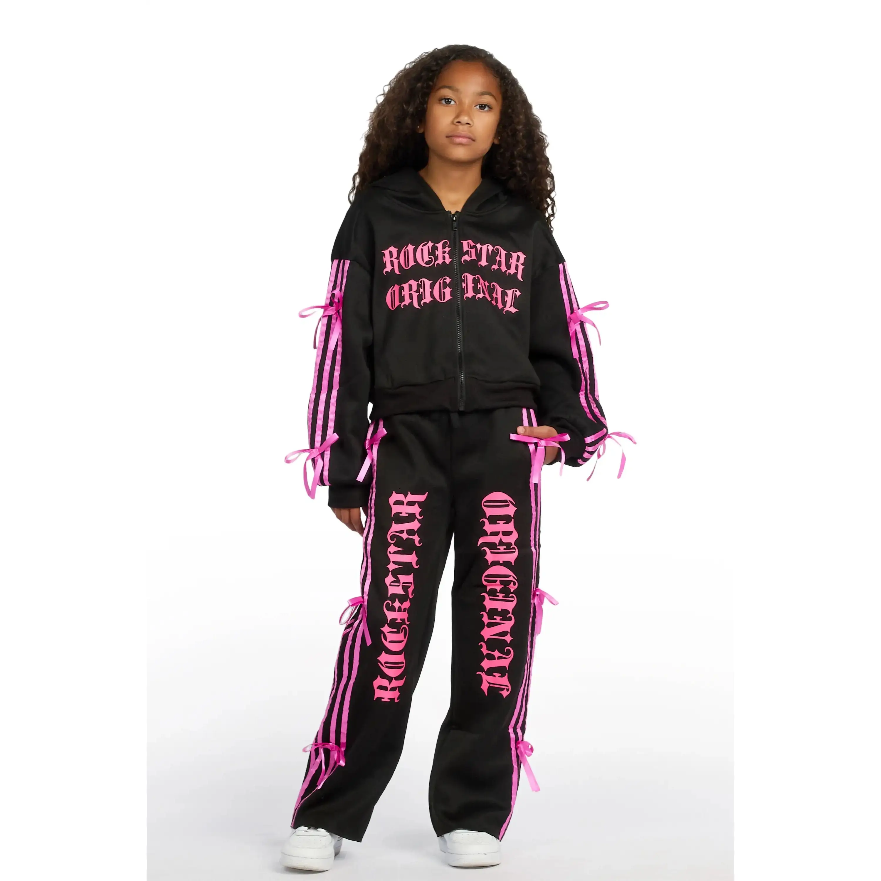 Girls Kettisha Black Baggy Track Set Girls Kettisha Black Baggy Track Set