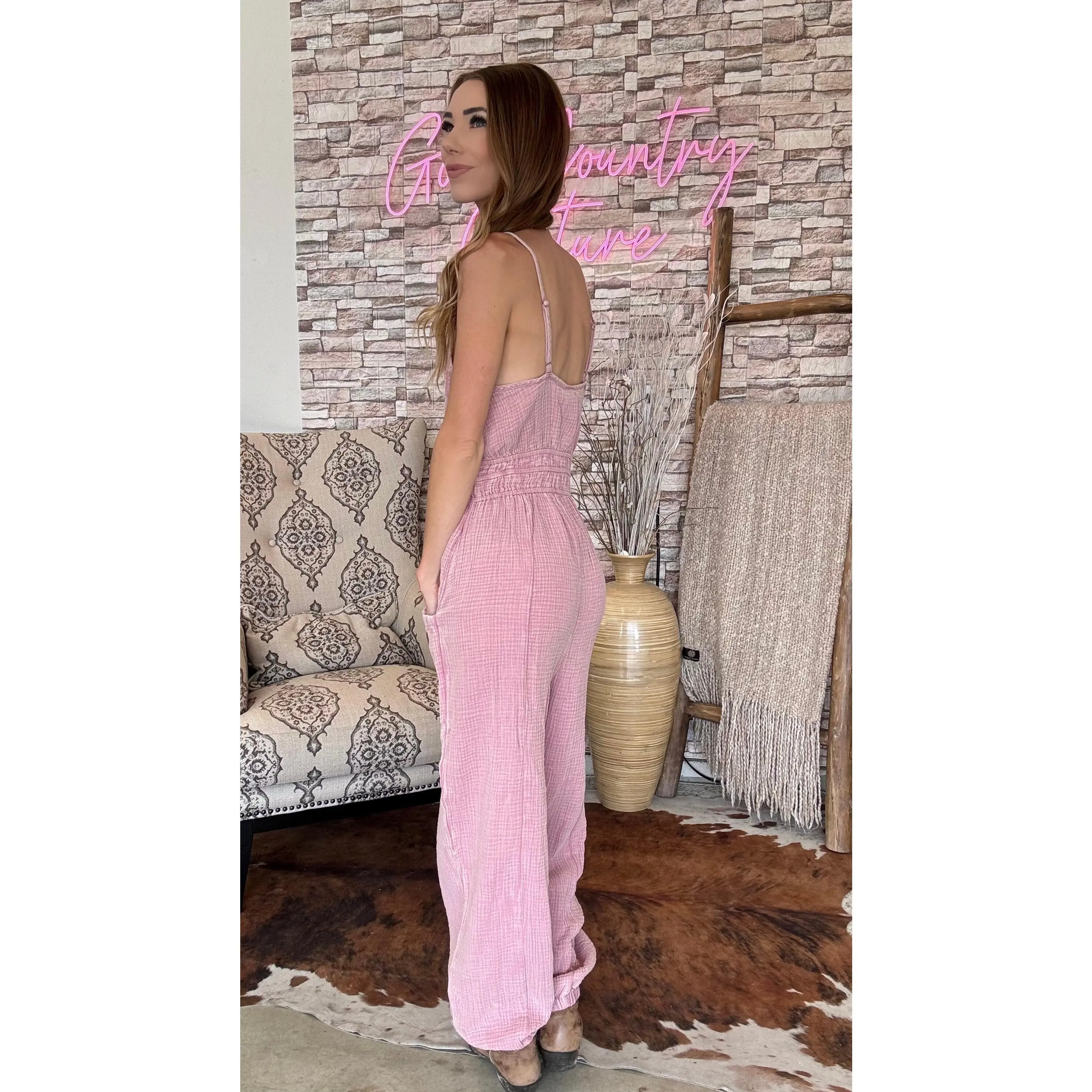 Mineral Washed Gauze Jumpsuit