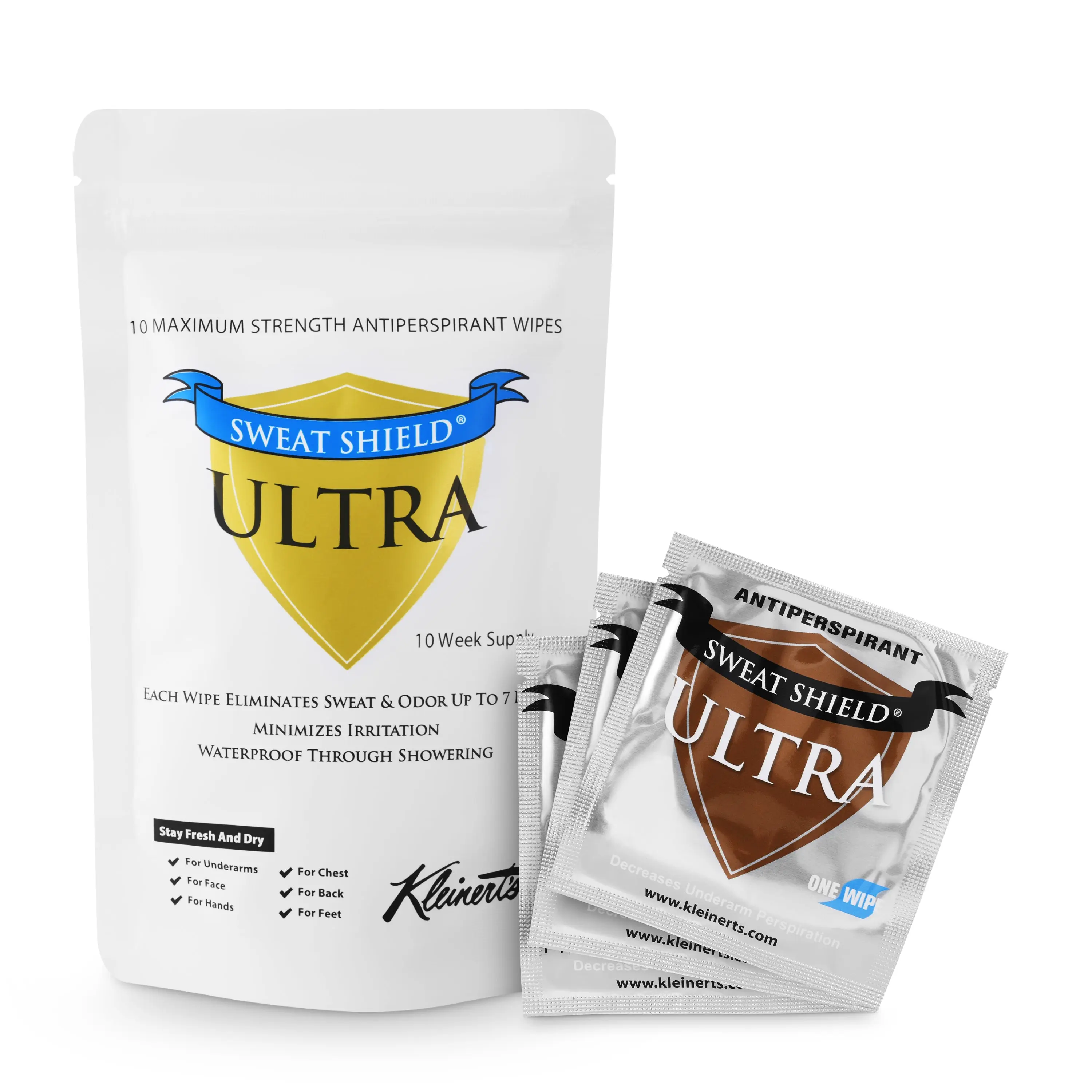Sweat Shield Ultra Antiperspirant Wipes - 7-Week Supply - Stop All Sweating & Odor For Up To 7 Days - Doctor Recommended - Style # SSU10