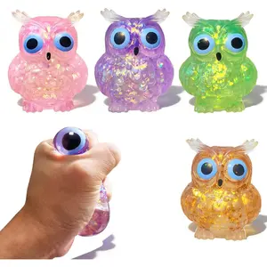 4 Pcs Owl Sugar Stress Ball Fidget Toys, Cute Owl Squishy Toys, Super Soft Animal Squeeze Toys, Owl Squishies for Anxiety Relief Tool