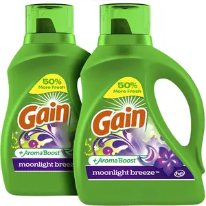 Gain + Aroma Boost Laundry Detergent Liquid Soap, Moonlight Breeze Scent, 45 Loads, 65 Fl Oz, (Pack of 2), He Compatible, Gain Laundry Detergent, Liquid Laundry Detergent