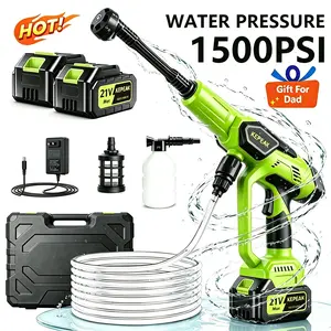 【FathersDayGift】Summer Essentials KEPEAK 1500PSI 21V 200W Cordless Bottle Portable Washer for Car, 13000mAh Dual Batteries 6-in-1 Adjustable Nozzle & Foam Bottle for Car Detailing Home Garden Patio Outdoor Cleaning