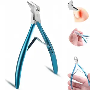 LMMAKE Toenail  Straight Blade for Ingrown and Thick Nails - Stainless Steel and Sharp Pointed Tip Ingrown Nail  – Wide Jaw Toe Nail Cutter Podiatry Tool Blue pedicure