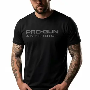 Pro-Gun Anti-Idiot T-Shirt | Tactical Second Amendment Tee | Men's Pro-2A Graphic Print Cotton Shirt | Bold Statement Apparel | 2A Rights Supporter Gift Idea | Casual Patriotic Wear
