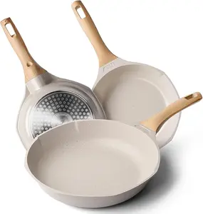 Caannasweis Nonstick Granite Stone Cookware Set with Induction Casseroles & Saucepan & Frying Pans, PFOS PFOA Free Aluminium Ceramic