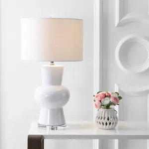 JONATHAN Y Julia Ceramic LED Table Lamp , for bedroom, living room, foyer, hallways, dining room, dorms