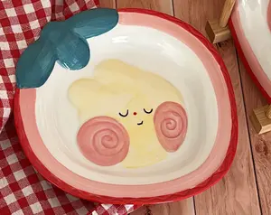 Strawberry ceramic Plate / Plate & Spoon Set