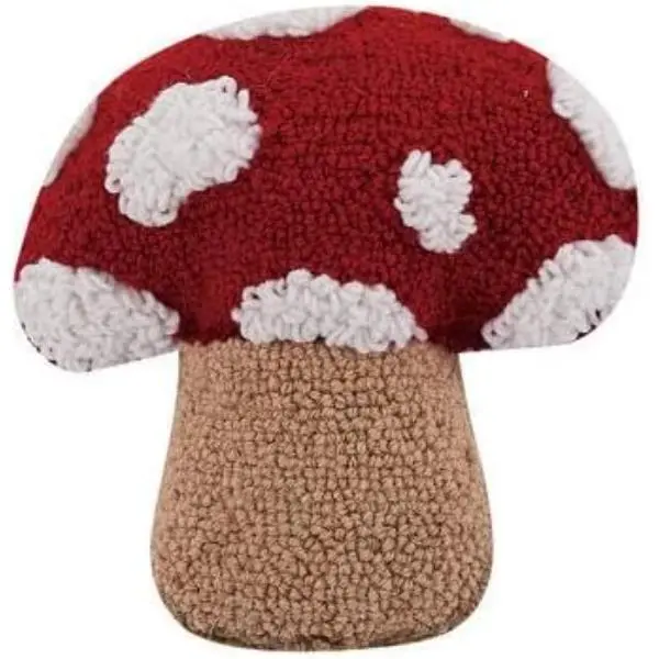 Peking Handicraft 30RN186C10SQ 10x10 in. Hooked Wool Square Pillow - Mushroom Form, Multi-Color, Fungi Motif for Whimsical Home Decor, Room Decor