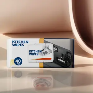 40-Sheet Kitchen Cleaning Wipes - Powerful Oil Stain Remover, Safe for All Surfaces