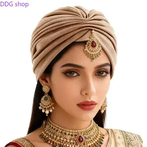 Women's New Pleated Watermelon Turban Headbands for Women, Indian-Style Soft Comfortable Cloth Headscarf Hat, Lightweight Breathable Stretch Headwear, Versatile Casual Accessory for Daily Wear & Travel