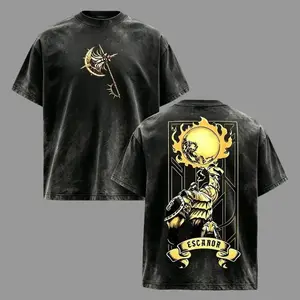 Vintage Washed Oversized Escanor Anime T-Shirt The Seven Deadly Sins Graphic Tee Unisex Streetwear Men's Trendy 90s Tops Acid Wash Double Printed Retro Shirt Casual Everyday Outfit Perfect Gift For Anime Lovers Deals Humorous Funny Heavy Cotton Apparel