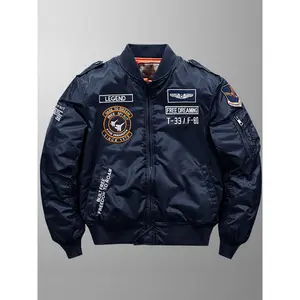 JPDUN Men's Thick Embroidered Pilot Jacket for Outdoor Yellow Winter Wear