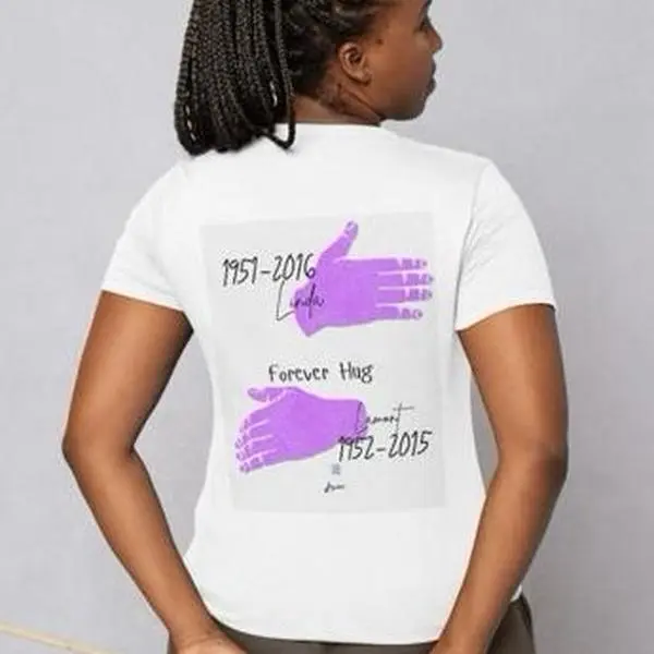 Forever Hug T-Shirt to remember your special love one is made uniquely  Backwards intentionally  Because that’s my  Trademark for my Forever  hug T-Shirt! But you  can order it without it  being backwards too! Image on back of t-shirt
