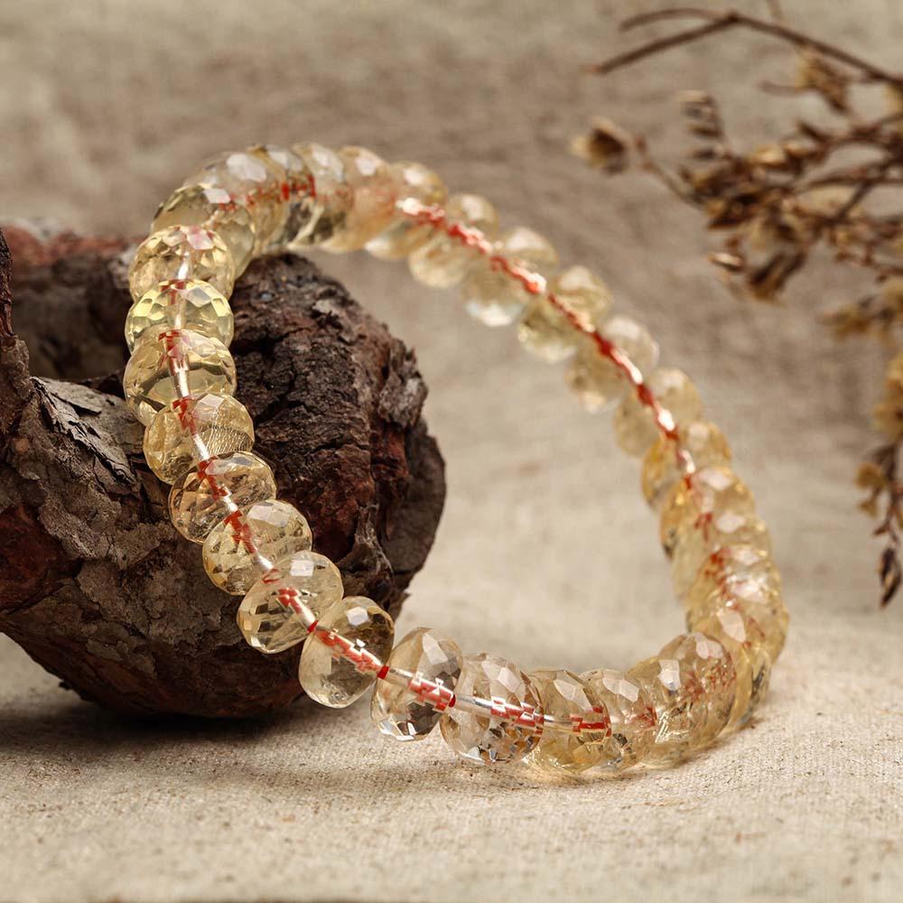 Citrine Bracelet - The Merchant's Stone Money Bracelet Luxury Jewelry Natural Citrine Bracelet Success Stone Energy Healing Women'sFaceted Beaded Crystal Bracelet