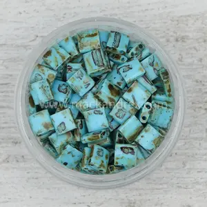 4514 - Picasso Teal Tila Beads | TL4514