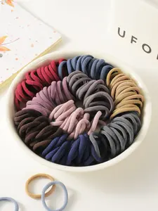 200pcs or Women's headbands , solid color elastic headband in Morandi colors, suitable for everyday wear, simple and durable, thickened ponytail headband, simple and elegant style, high elasticity seamless hair accessory, Ponytail Hairstyle