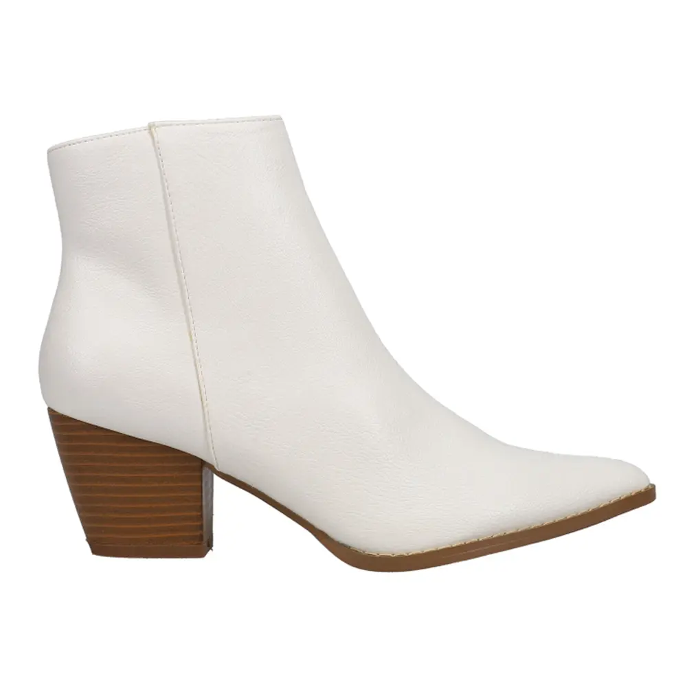 COCONUTS by Matisse Womens Spirit Pointed Toe Zippered Casual Boots Ankle Mid Heel 2-3" - White