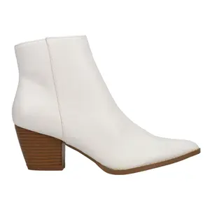 COCONUTS by Matisse Womens Spirit Pointed Toe Zippered Casual Boots Ankle Mid Heel 2-3" - White