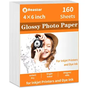 4x6 Glossy Photo Paper, 160 Sheets Picture Paper for Inkjet Printer, 180gsm/48lb 4x6 Glossy Photo Paper, 160 Sheets Picture Paper for Inkjet Printer, 180gsm/48lb