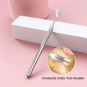 Stainless Steel Tick Remover Tool for Dogs & Cats - Professional-Grade Flea Comb with Ergonomic Handle, Dual Tick Holder & Safety Design - Durable Pet Grooming Tool for Fleas, Ticks, and Parasite Removal, Rustresistant Material, Dog Groomers