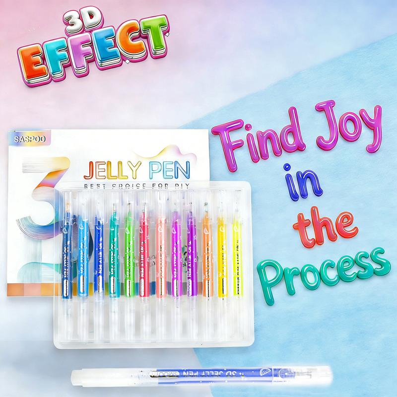 3D Jelly Pens, 12/24/36 Colors Set of 3D Effect Jelly Gel Pens, Perfect for Painting, Drawing, Writing, Bullet Journal, Card Making, Nail Painting, DIY Crafts