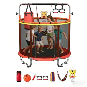 Trampoline for Kids with Anti-Rollover Round Bottom and Swing,60" Toddler Mini Trampoline for Kids Up to 500 Ibs,UP Indoor or Outdoor Play