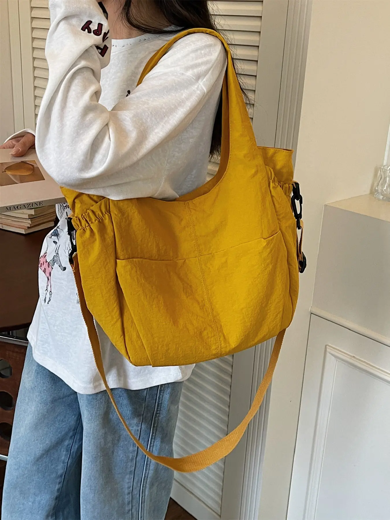 2026 New Nylon Waterproof Tote Bag for Women, Korean Style Large Capacity Multi-Pocket Shoulder Crossbody Bag, Casual Commuter Bag, Boho Work Shoulder Bag, Casual Fashion Bag