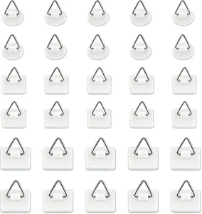30Pcs Adhesive Plate Hangers Invisible Vertical Wall Art Display Holder,Picture Hangers without Nails,Photo Fram Sticky Hanging Hooks,No Wall Damage (Max.Load10Kg) WBHLMZIR