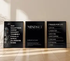 Set of 3 Mixed Motivational Wall Definition Art Prints for Men – Masculine Gym Decor, Office Prints,Black Poster Prints,Inspirational Poster