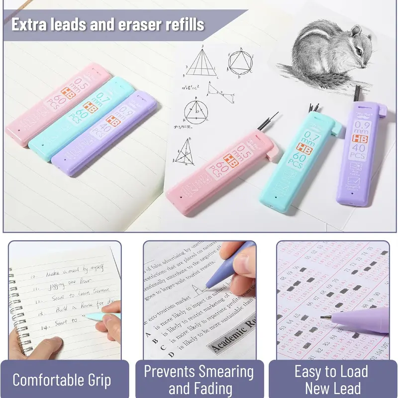 Mr. Pen Pastel Mechanical Pencil Assortment Kit - 6 Pencils, 3 Sizes (0.5mm/0.7mm/0.9mm), Lead Refills, Erasers, Aesthetic Design, Classroom Supplies, School Supplies Haul, Study Stationery for Students (Consistent Clean Lines) Mr. Pen Pastel Mechanical Pencil Assortment Kit - 6 Pencils, 3 Sizes (0.5mm/0.7mm/0.9mm), Lead Refills, Erasers, Aesthetic Design, Classroom Supplies, School Supplies Haul, Study Stationery for Students (Consistent Clean Lines)