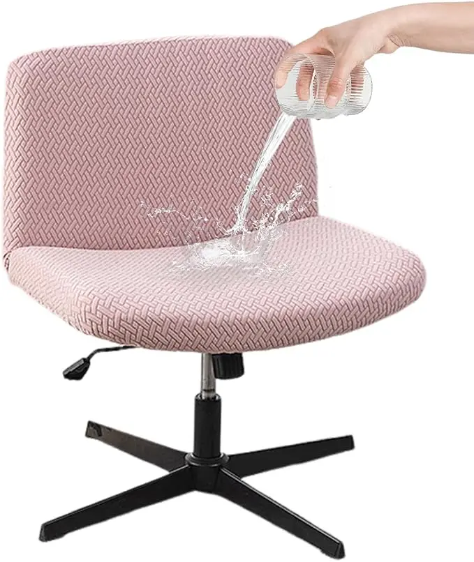 T-Shaped Jacquard Criss Cross Seat Cover - Waterproof, Stretchable Blended Fabric - Fits Armless, Mid Back Wide Seat Home Office/Computer Chairs (Green), Seat Covers, Armless Chairs