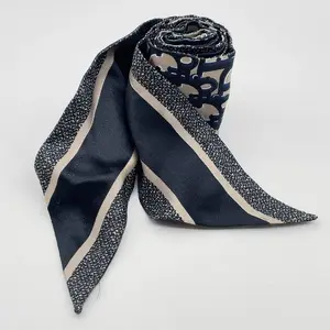 Pre-owned Christian Dior Mitzah Trotter Navy Silk Scarf 10885406507/275254