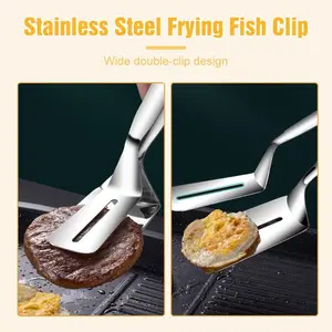 New upgraded food grade stainless steel fish frying shovel clip steak frying pancake pancake kitchen essential clip home Utensils kitchen items