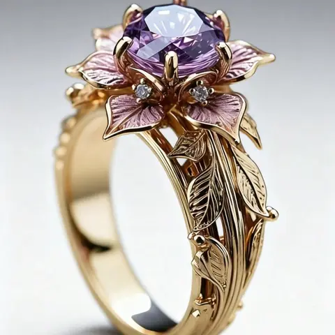Vintage Style Dual Color Leaf Sparkling Zircon Inlay Ring, Elegant Women's Jewelry for Valentine's Day and Mother's Day Gift, Vintage Promise Rings, Elegant Fashion Rings, Elegant Glittering Ring, Beautiful Rings