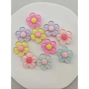 10-Count Flower Shape Sparkling Transparent Multicolor Summer Shoe Charm Set, Decorative Shoe Accessories for Clogs, Cute Cartoon Decorations