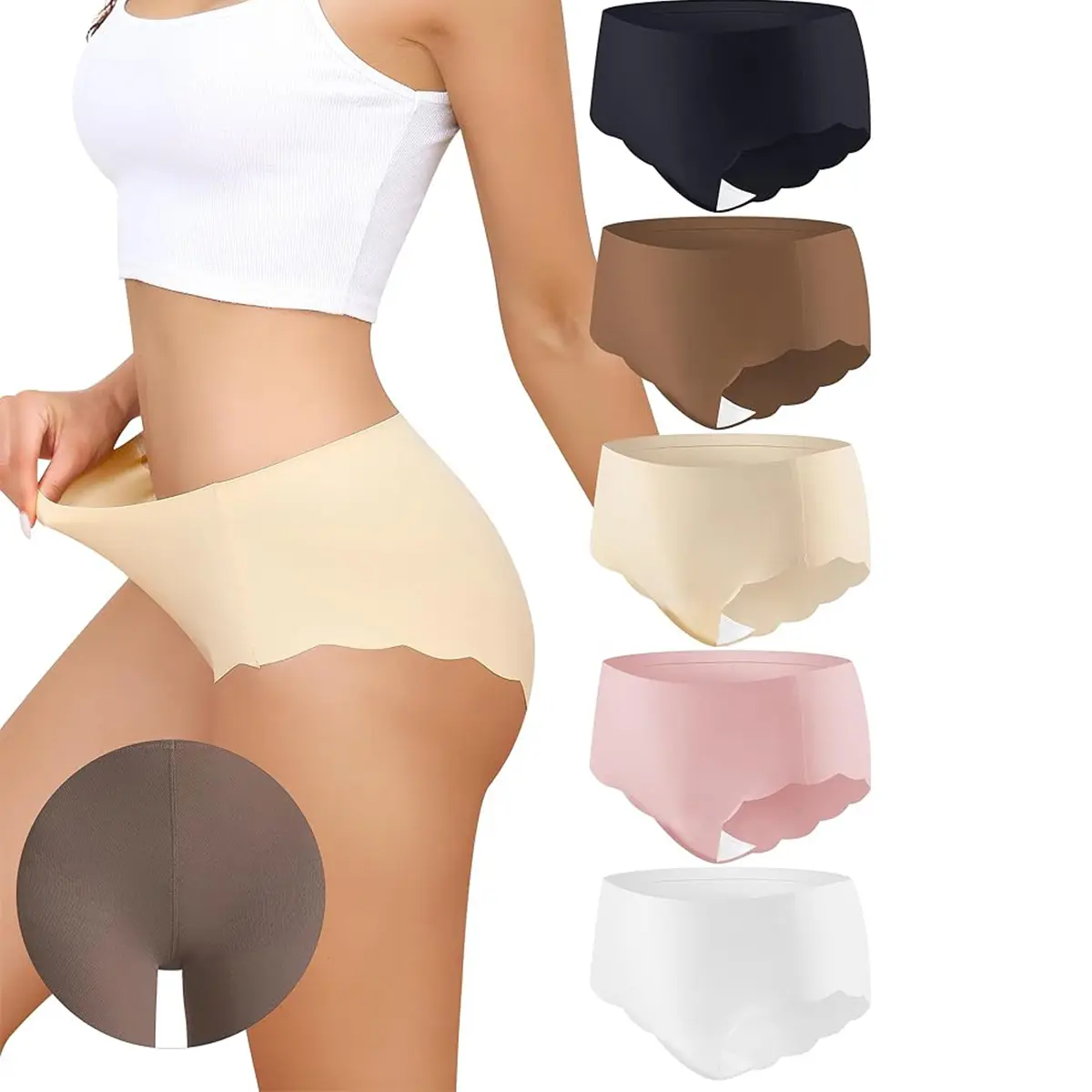 LEVAO Seamless Underwear Women 3/5 Pack, No Show Briefs, Invisible Hipster Panties, Anti Camel Toe, Soft Breathable