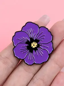 Purple Poppy Enamel Brooch Pin, Unique Zinc Alloy Badge, Fashion Accessory for Backpacks and Clothing, Casual Style, All Seasons, Flower Brooch